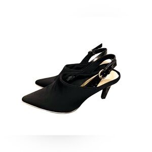 Bandolino Women’s Ferissa Black Gold Embroidered Slingback Dress Pumps